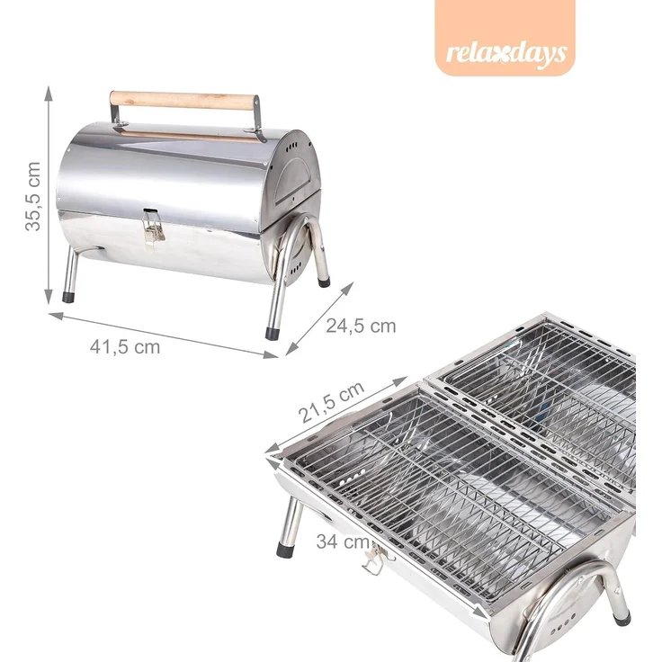 Relaxdays Tischgrill mit 2 Grillflächen, 35 x 41,5 x 24,5 cm – Bild 5