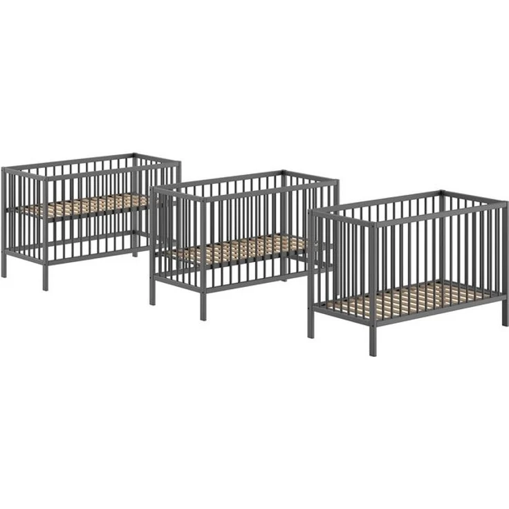Gitter-Babybett Dino 65.4 x 124.4 x 84.4 cm Buche Anthrazit – Bild 3