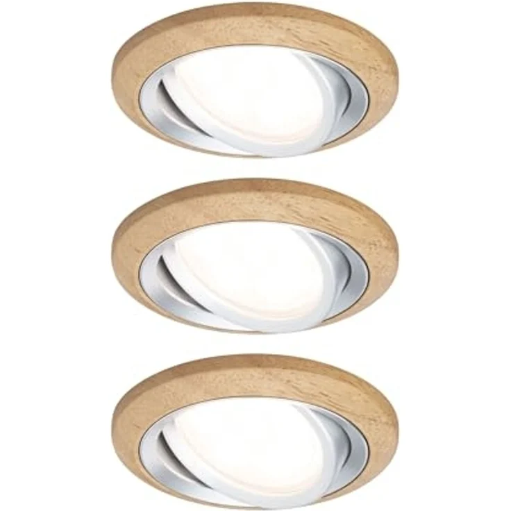 Paulmann 92239 LED Einbauleuchte Lanati 3er-Set schwenkbar 2700K Holzoptik Alu – Bild 1