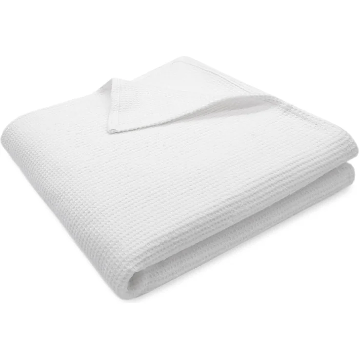 ZOLLNER Tagesdecke/Wohdecke mit Waffelpique, 100% Baumwolle, 150x225 cm, weiß – Bild 1