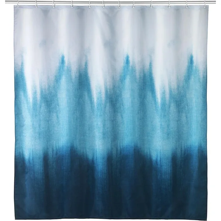 WENKO ALARA Duschvorhang 180 x 200 cm, Weiß/Blau