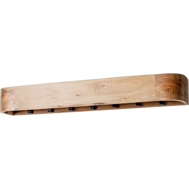 Haku Wandgarderobe aus Akazie Massivholz mit 7 Garderobenhaken aus Metall, schwarz-braun, 100x20x13 cm – Bild 1