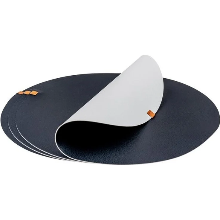 Levandeo® Platzset, 4er Set Platzset Tischsets 38cm Rund Schwarz Creme Lederoptik – Bild 3