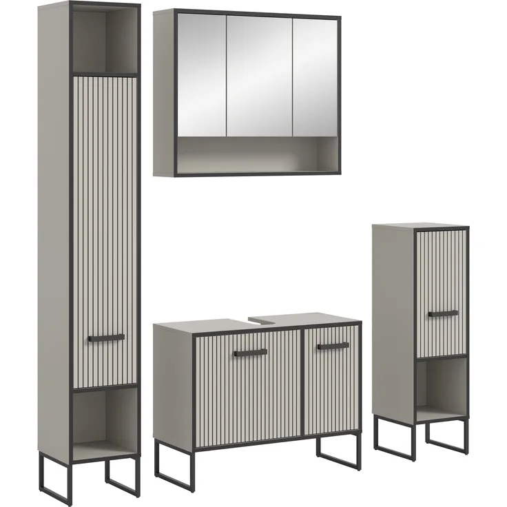 Badezimmer-Set >Bagno< (4-teilig) in kaschmir Dekor - 170x192x36cm (BxHxT)