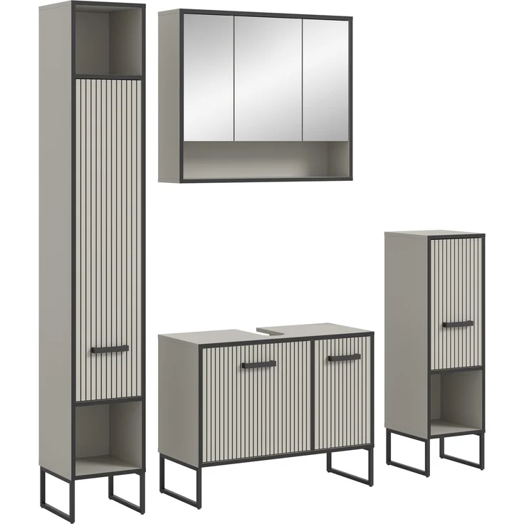 Badezimmer-Set >Bagno< (4-teilig) in kaschmir Dekor - 170x192x36cm (BxHxT) – Bild 1