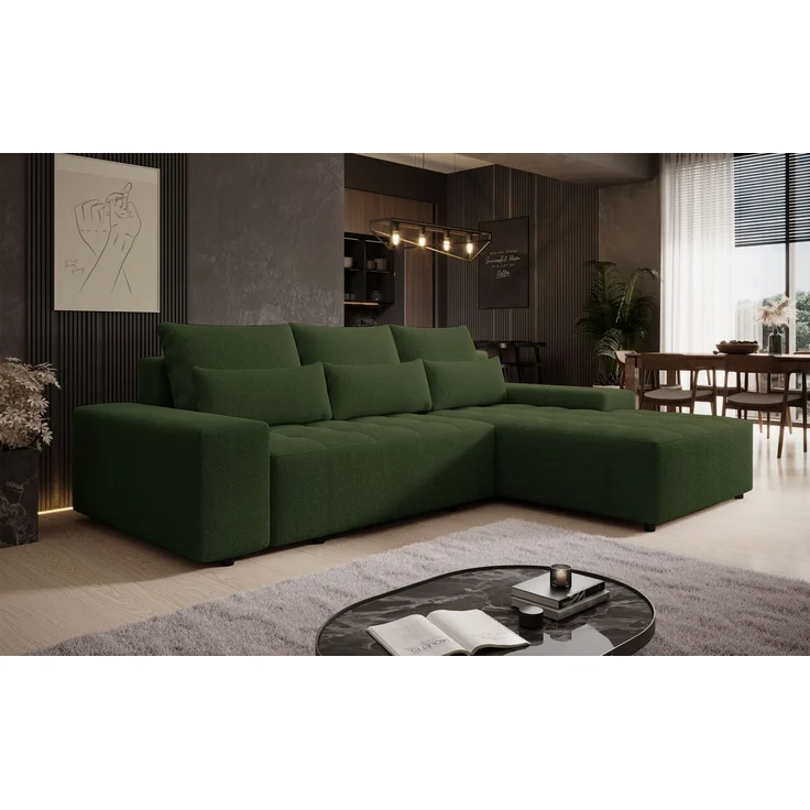 Selsey 'Neluro' Ecksofa mit Schlaffunktion & Bettkasten, Chenille wasserabweisend, Universal, Olivgrün – Bild 3