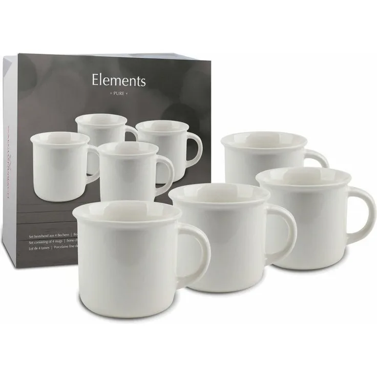 Waechtersbach Becher 4er Set im Geschenkkarton Elements - Pure, Becherset, Müslibecherset, New Bone China, weiß, 340 ml, 41 5 971 7000