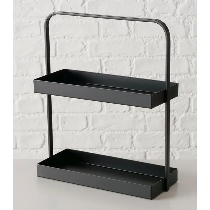 BOLTZE GRUPPE GmbH Etagere JAGO, H 38,5 cm, Schwarz, pulverbeschichtet, Eisen, (1-tlg), mit 2 Etagen und Tragegriff