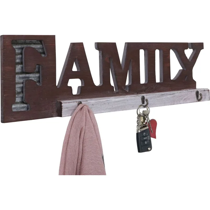 Wandgarderobe HWC-A91 Family, Garderobenpaneel, Landhaus Holz Metall