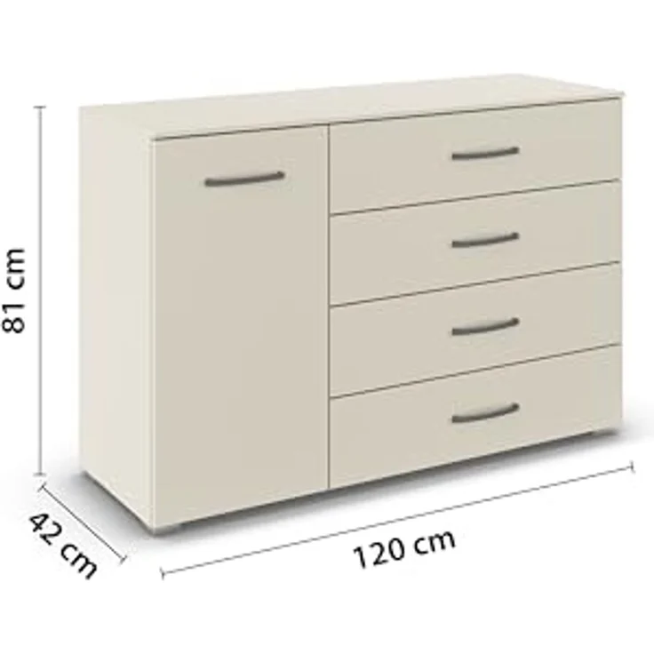 rauch Aditio Box, Kommode, 1-türig, 4 Schubladen, mit Softclose-Funktion, Farbe Beige, BxHxT 120x81x42cm – Bild 3