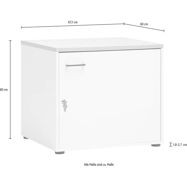 Schildmeyer Mehrzweckschrank abschließbar Solea 158844, weiß matt, 67,1 x 60 x 60 cm – Bild 2