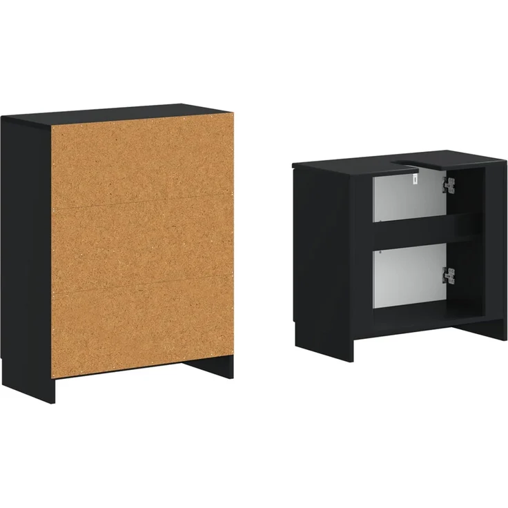 vidaXL 2-teiliges Badezimmer Schrank Set UTRECHT Schwarz Holzwerkstoff 3417649 – Bild 4