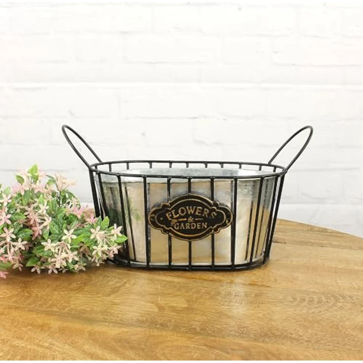 Macosa Home Pflanzschale Deko Pflanzeimer Zink Metall Schwarz vers. Größen Zinkeimer (Pflanzgefäß Pflanzschale, Dekoeimer Blumentopf Dekotopf), Blumeneimer Garten-Dekoration Metalleimer Eimer – Bild 6