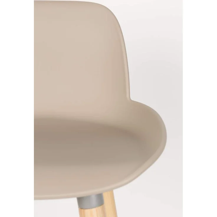 Zuiver Barhocker Albert Kuip im 2er-Set, Taupe mit Gestell aus Aluminium und Eschenholz – Bild 7
