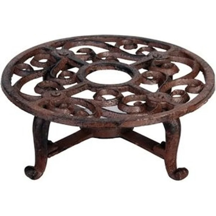 Rustikales Stövchen Warmhalteplatte Rund Gusseisen Braun Antik-Stil 18,5cm – Bild 4