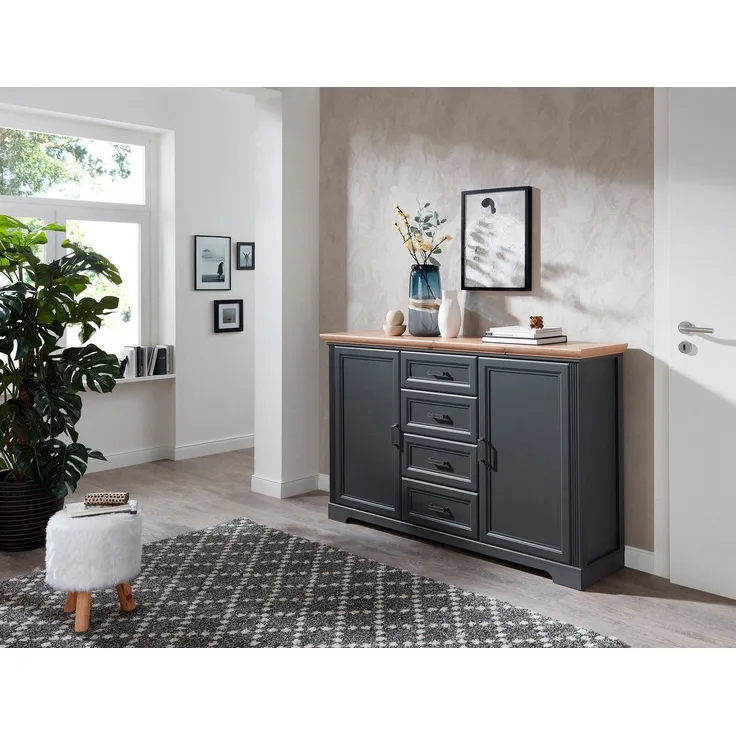 Kommode Beistellkommode JASMIN Graphit Grau / Artisan Eiche ca. 165 x 102 x 41 cm