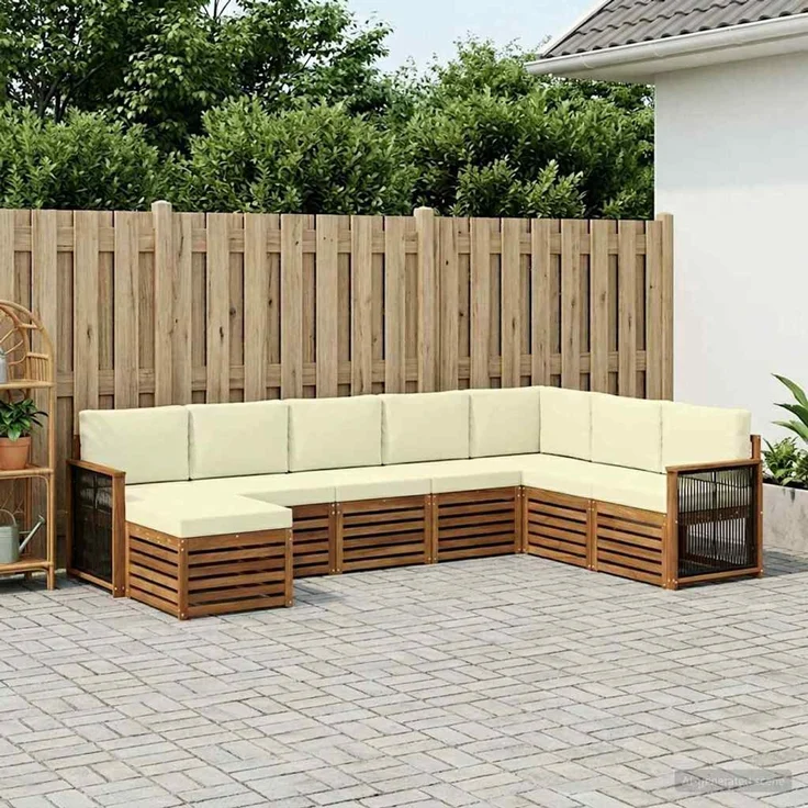 vidaXL Outdoor-Sofagarnitur 8 stk. 8-Sitzer Natur und Creme 3384711 – Bild 1