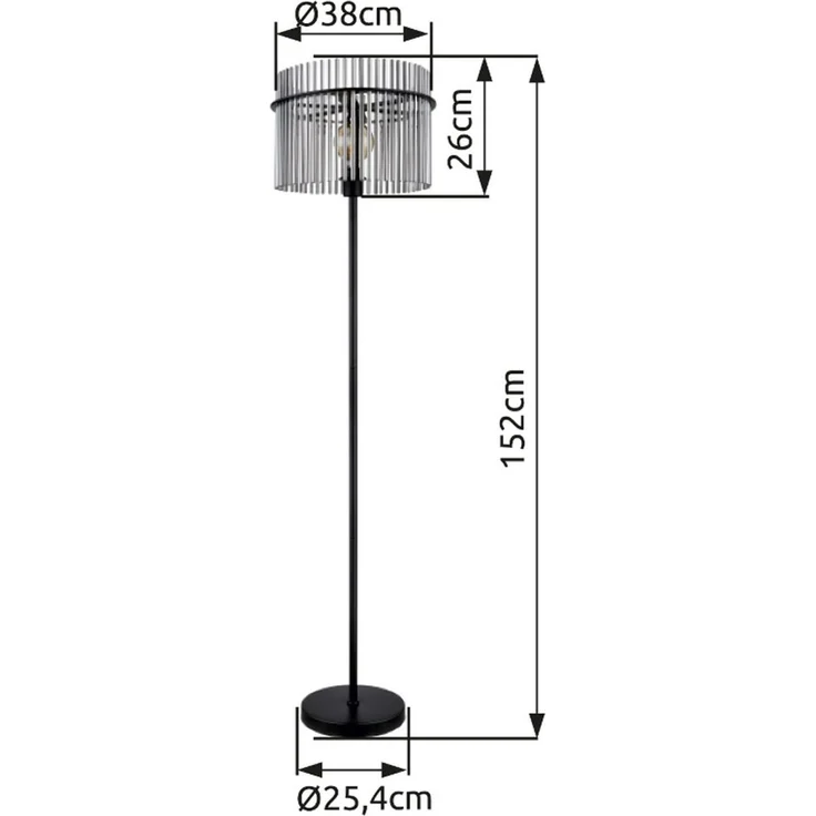 Stehlampe, Metall, schwarz, Glas, rauchfarben, H 152 cm – Bild 11
