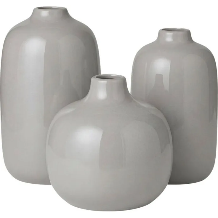 blomus Dekovase 3er Set -CEOLA- Blumenvase, Keramikvase: modernes Design (Set, 3 St, 3x Vase), widerstandsfähiges Keramik, Unikat, natürliches Design