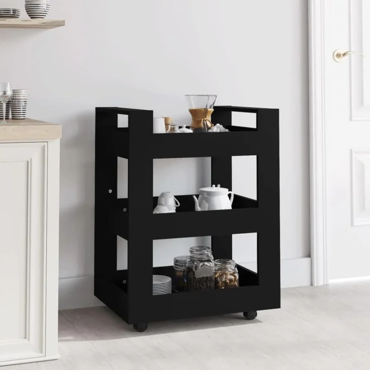 vidaXL Küchenwagen Schwarz 60x45x80 cm Holzwerkstoff 816817 – Bild 1