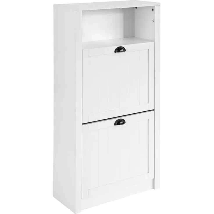 SoBuy FSR87-K-W Schuhschrank, MDF, Lackiert, Weiß, 60 x 110 x 24 cm