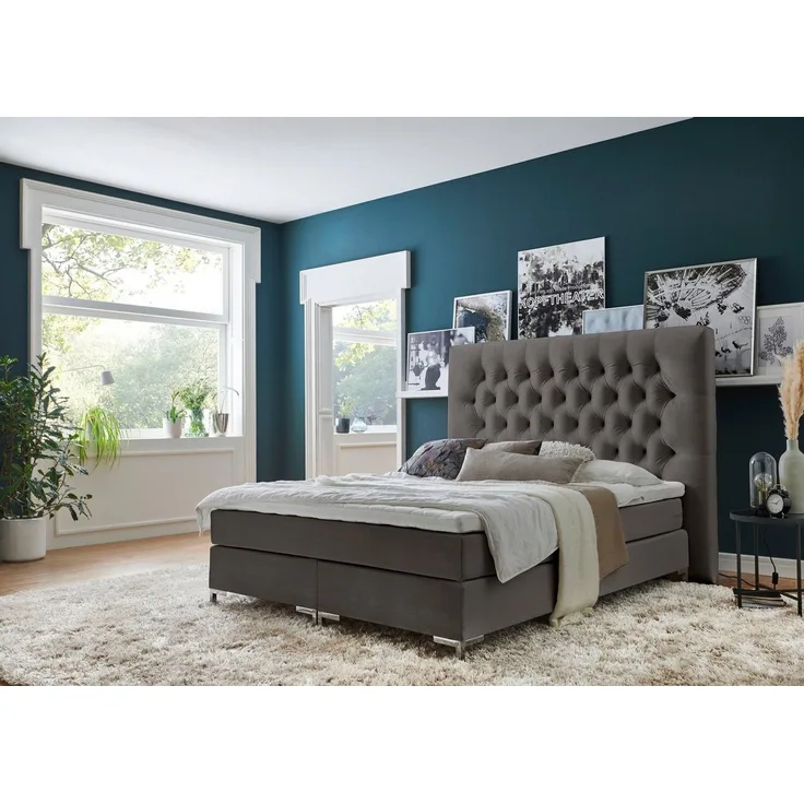 ATLANTIC home collection Boxspringbett Ronja, mit Topper und extra hohem Kopfteil