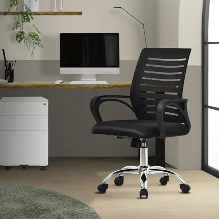 ML-DESIGN Schreibtischstuhl, Höhenverstellbarer Drehstuhl mit atmungsaktiver Netzrückenlehne, schwarz, 1-Sitzer, 54x99x59 cm, bis 130 kg Belastbarkeit – Bild 1