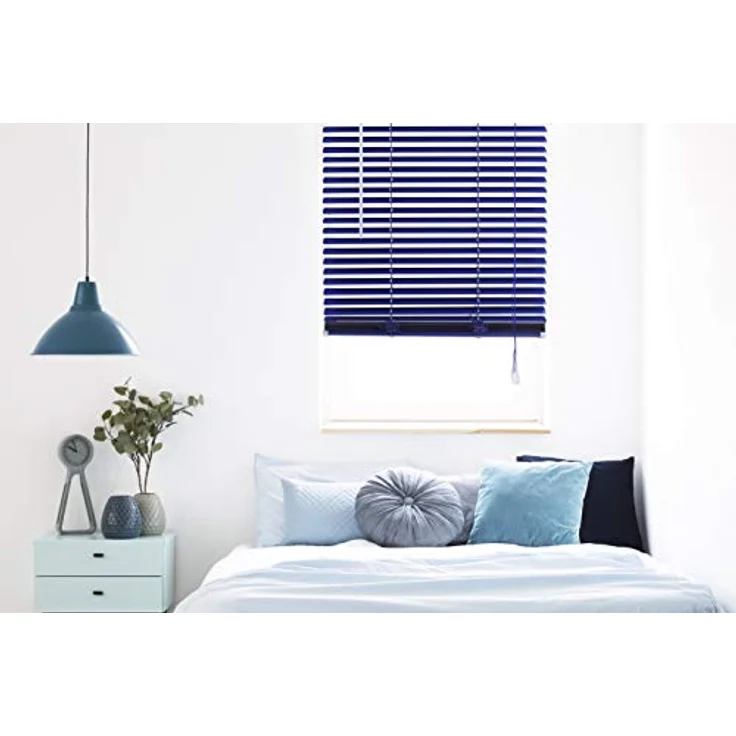 Victoria M. Aluminium Jalousie 25mm, Feuchtigkeitsbeständige Innenjalousie, Schraub- oder Klemmmontage inkl. Klemmclips, 130 x 130 cm, holzdunkel – Bild 3