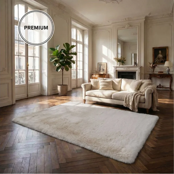 OTTO home Fellteppich Balu, in Standard- und Premium-Qualität, 20 mm oder 38 mm Höhe, rechteckig, Höhe: 20 mm, Kaninchenfell-Haptik, kuschelig, weich, Kunstfellteppich, Wohnzimmer – Bild 1