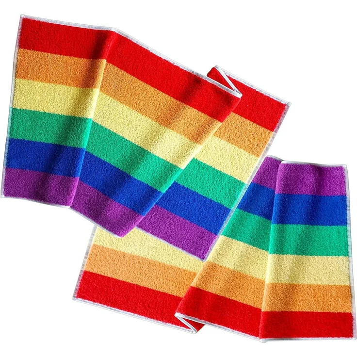 Lashuma Handtücher Regenbogen, Frottee (2-St), buntes Handtuchset Frottee mit Streifen 50x100 cm – Bild 2