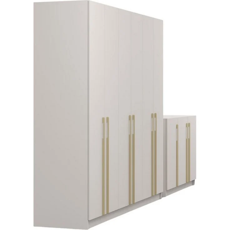 Deine Möbel 24 Schlafzimmer-Set C MIRELO mit 4- oder 6-türigem Kleiderschrank & 3-türiger Kommode, (ideal für Schlafzimmer, Ankleiderzimmer & Flur, 2-tlg, Kleiderschrank 200 cm 4-türig oder 230 cm 6-türig & Kommode 134 cm), Möbel-Set in Weiß matt oder ... – Bild 4