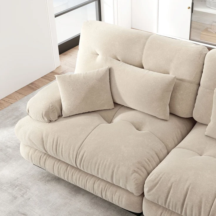 3-Sitzer Modulares Ecksofa mit Tiefensitz,80% Chenille Schlafsofa Komfortabel Gepolstert für Wohnzimmer Apartment Studio Büro,Chenille,Hellbraun, – Bild 8