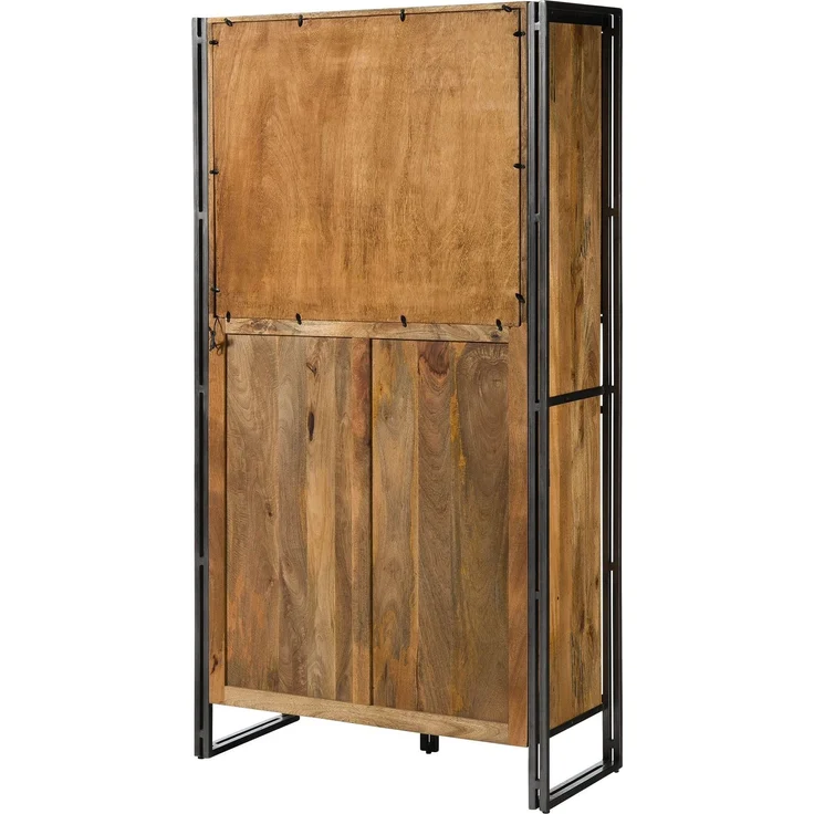 Schrank Mango / Altholz 105x45x195 natur / grau lackiert / Metall grau BLACKBURN LUX #405 – Bild 10