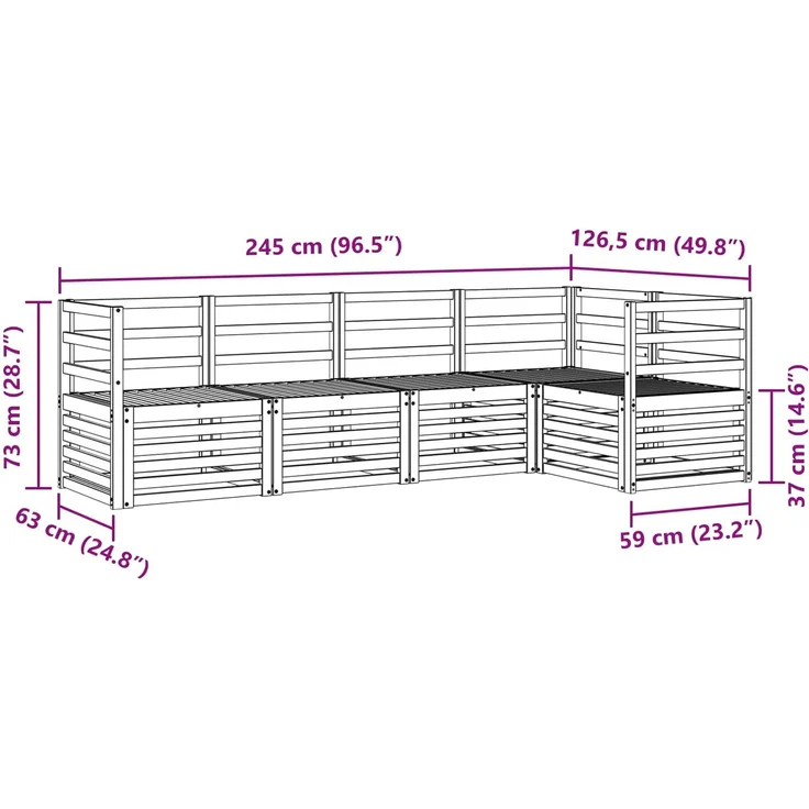 vidaXL Outdoor-Sofagarnitur 5 stk. 5-Sitzer Weiß Massivholz Akazie 3391814 – Bild 7