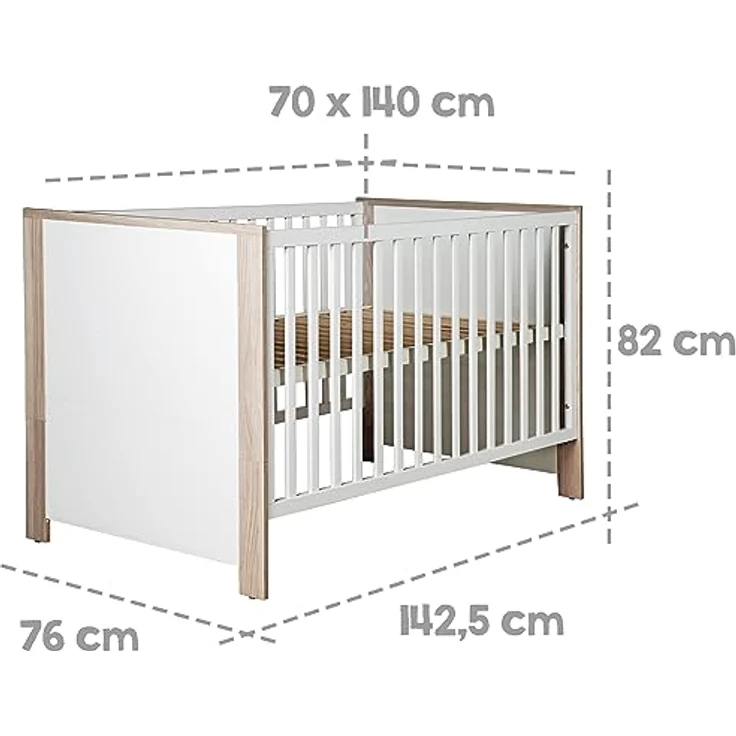 roba Kinderzimmerset 'Olaf' 3-teilig - Bett 70 x 140 - Kleiderschrank 3-türig - Weiß / Luna Elm – Bild 17