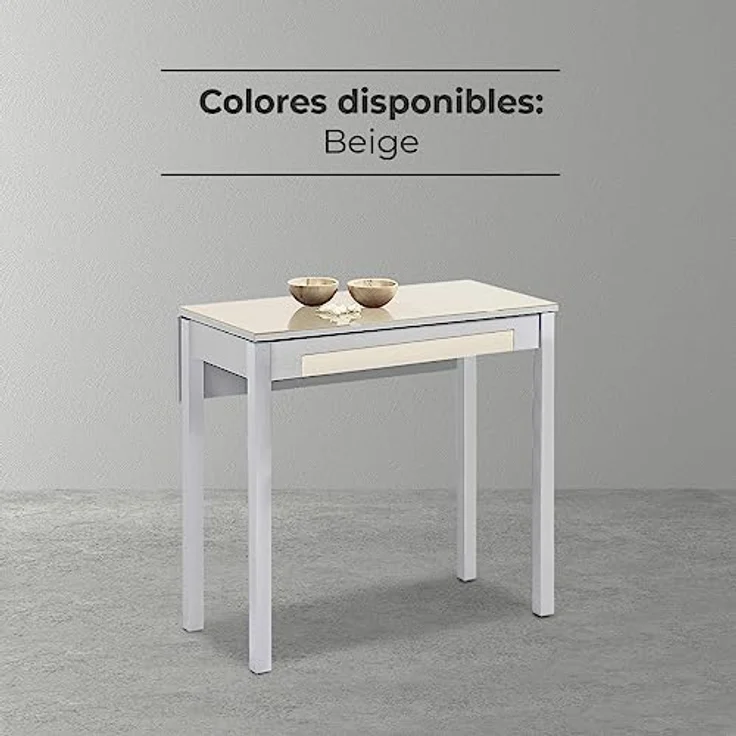 ASTIMESA Küchentisch, Metall, beige, 80 x 40 cm, ausziehbar 80 x 60 cm – Bild 7