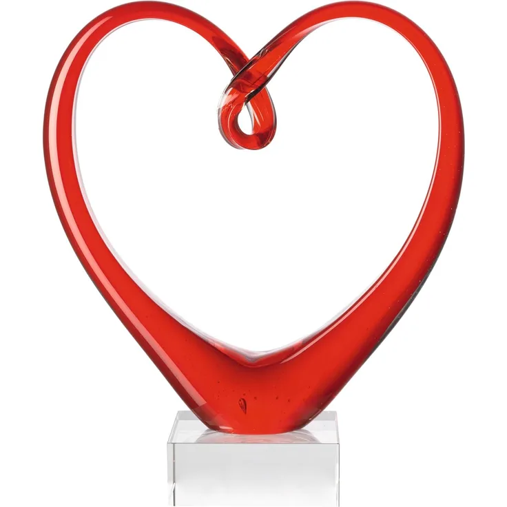 Leonardo Heart Skulptur, Herz, Glasskulptur, Dekoration, Dekoskulptur, Glasobjekt, rot, 90871
