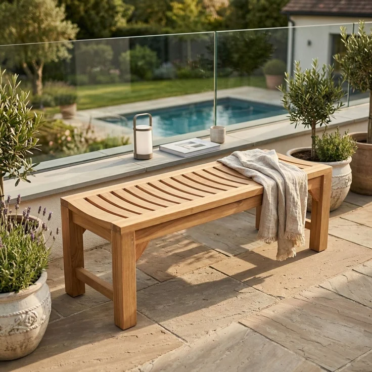 Teakholz Gartenbank DENNIS 2 Sitzer 120cm – Bild 3