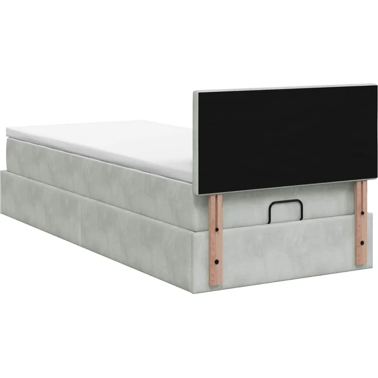 vidaXL Ottoman-Bett mit Matratze und LED Hellgrau 80 x 200 cm Samt 3457173 – Bild 10