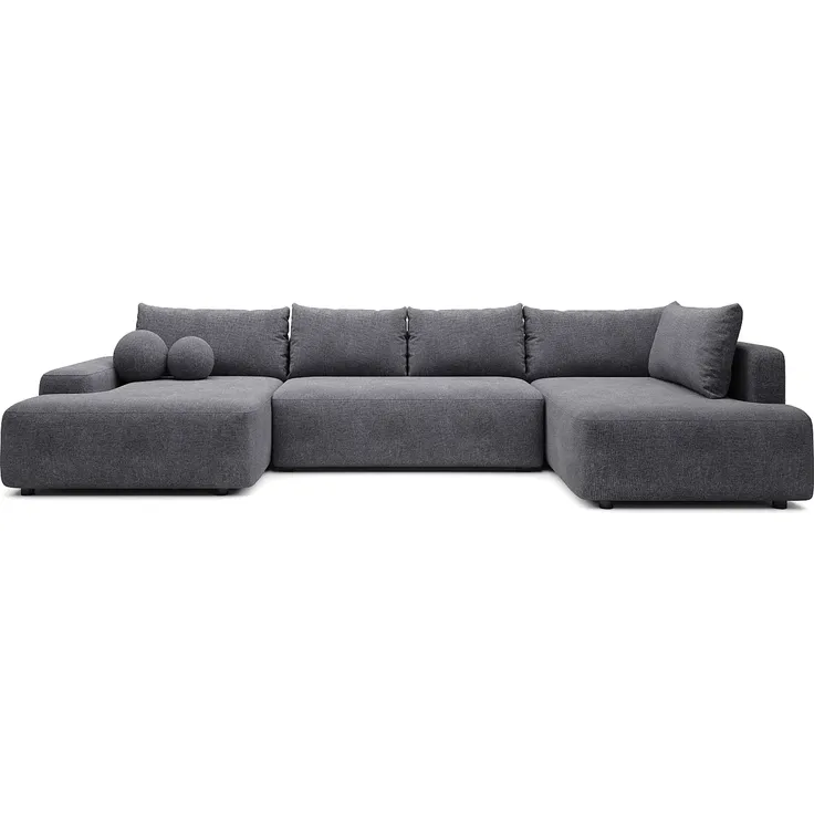Vente-unique - DAVISO Sofa Stoff Grau - B 204 cm x H 87 cm x L 360 cm – Bild 2