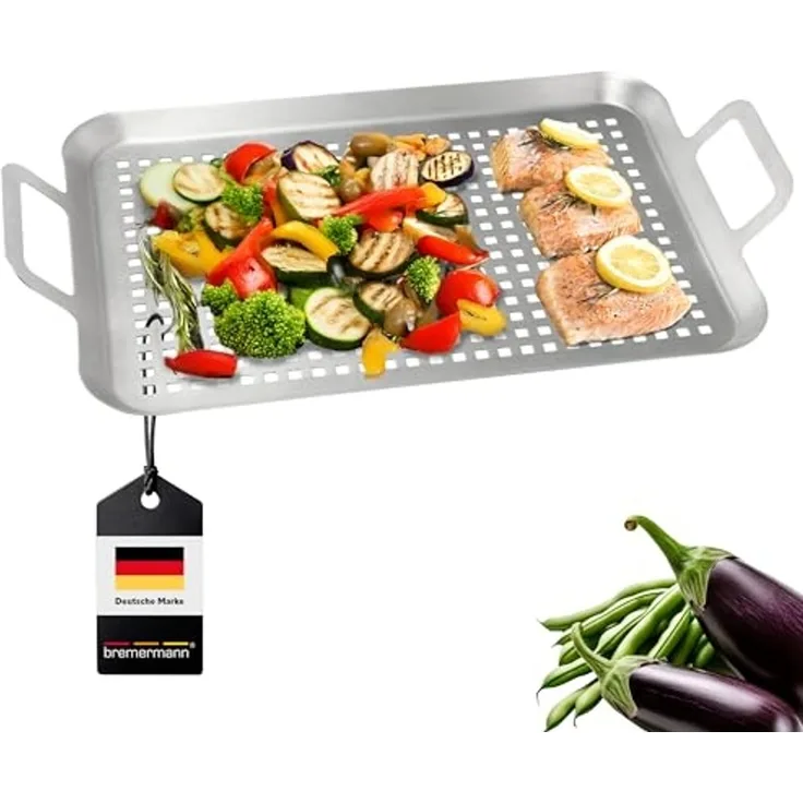 Bremermann Grillplatte, Edelstahl grau, 43 x 25 x 5 cm