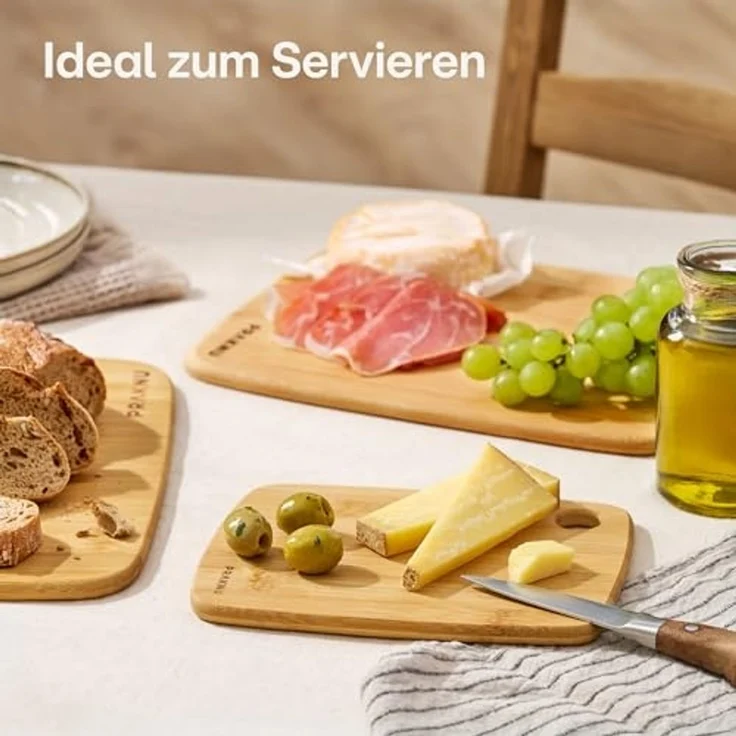 Praknu Schneidebrett Praknu Schneidebrett Holz 3er Set - Vielseitig und Robust, Bambus, (3er-Set, 3-St), Größen – Bild 5