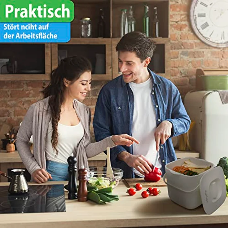 YourCasa Biomülleimer YourCasa® Biomülleimer Küche - Komposteimer für alltäglichen Biomüll, Mit Sieb, Spülmaschinenfest – Bild 3