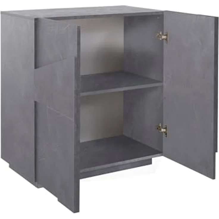 Dmora - Kommode Raoul, Küchen-Sideboard mit 2 Türen, Wohnzimmer-Buffet, 100 % Made in Italy, 81 x 44 x 86 cm, Schiefer, – Bild 7