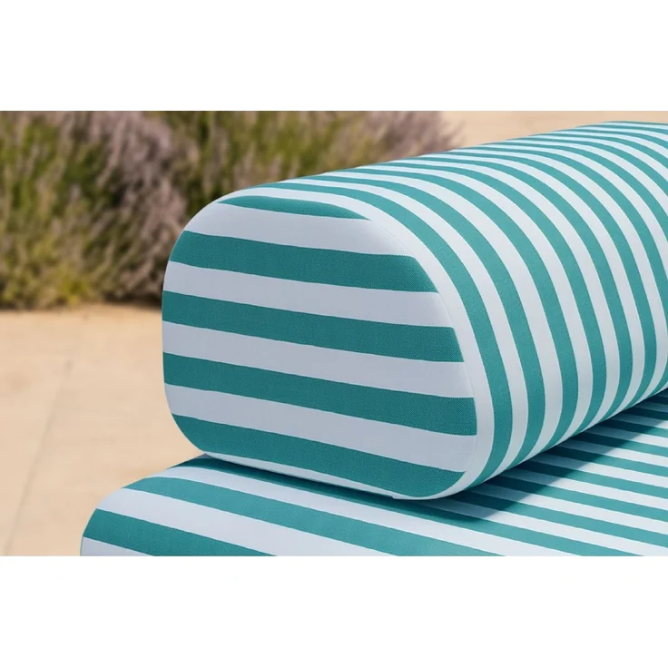 Gestreifter Outdoor-Sessel, weiß und türkisblau – Bild 2