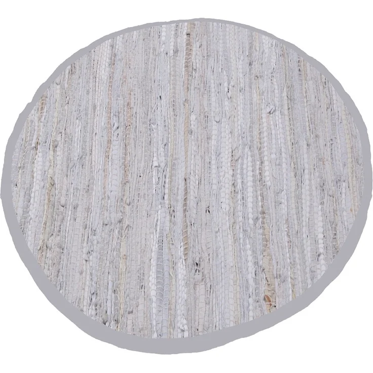 Flickenteppiche Leder Rund 150cm weiß – Bild 1