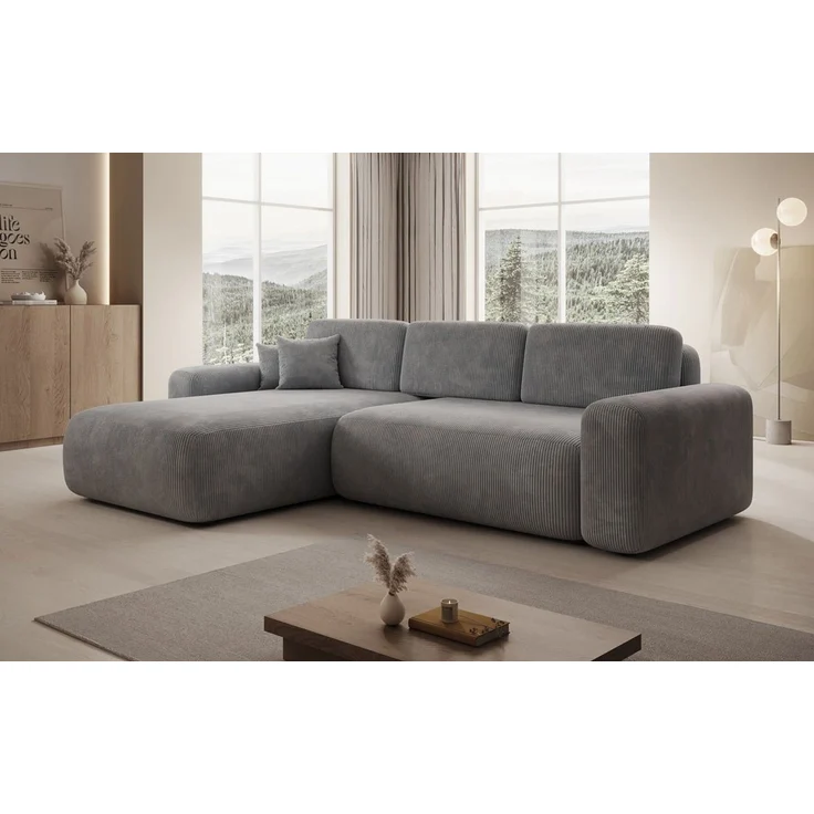Luxusbetten24 Schlafsofa Designer Ecksofa Lola in Cord, mit Stauraum und Schlaffunktion – Bild 2