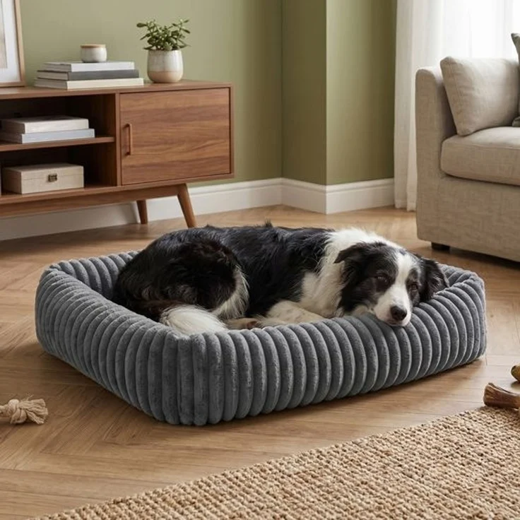 FEANDREA Hundebett, orthopädisches Hundekörbchen, Hundekissen waschbar, weiche Polsterung, 106 x 75 x 20 cm, grau – Bild 3