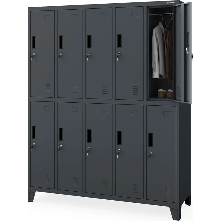 Jan Nowak Umkleideschrank Spindschrank Metall, 10 Fächer, abschließbar