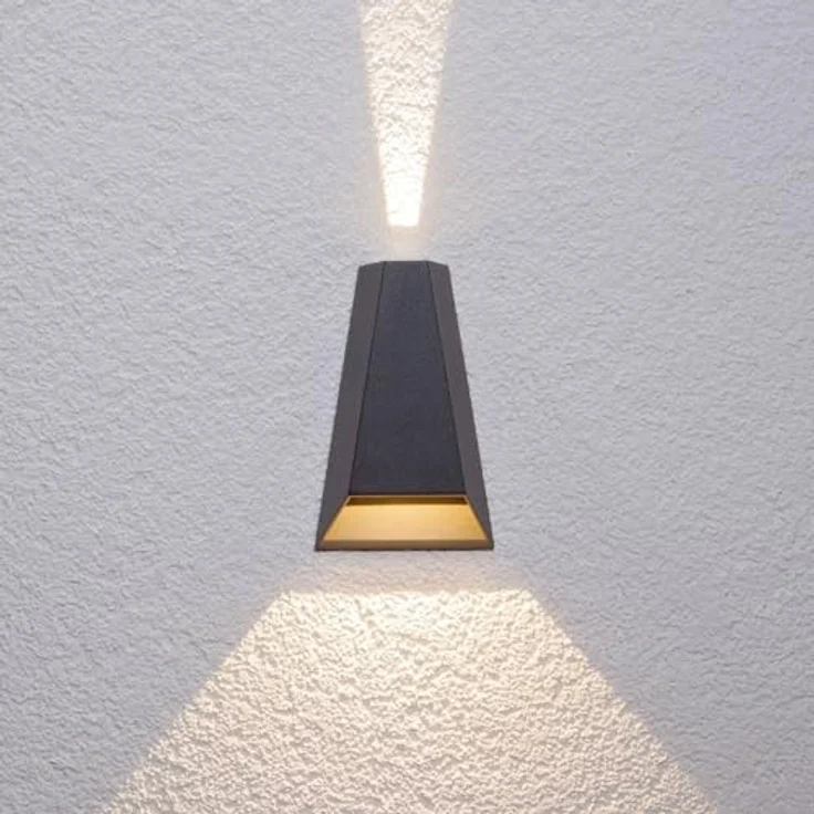 Lampenwelt Lucande LED Wandleuchte Jendrik, spritzwassergeschützt, 2-flammig, Schwarz aus Aluminium, für Außenbereiche (IP54) – Bild 4